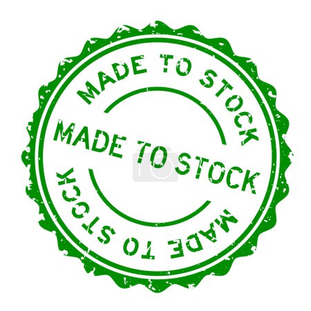 Grunge green made to stock word round rubber seal stamp auf weißem Hintergrund