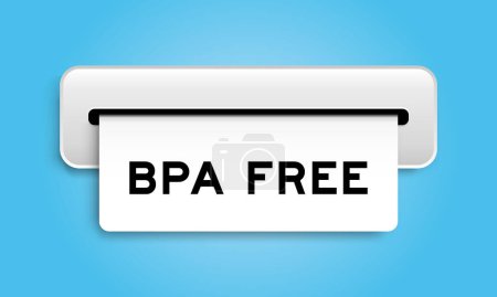White coupon banner with word BPA (Bisphenol A) free from machine on blue color background