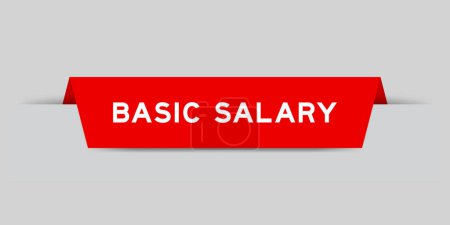 Ilustración de Etiqueta de color rojo insertada con palabra salario básico sobre fondo gris - Imagen libre de derechos