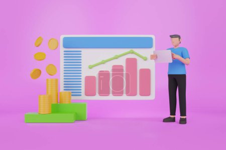 Photo for 3d illustration of money saving data. Finance saving.3d rendering arrow growth up with coin stacks. business financial income from investment. - Royalty Free Image