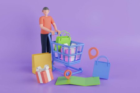 Photo for Online shopping 3D Illustration. online shop. Digital marketing concept. Modern store. 3d rendering. - Royalty Free Image