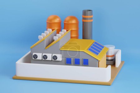 Photo for 3D Illustration of Industrial Factory Building. representing factory buildings with industrial structures. 3D Illustration - Royalty Free Image