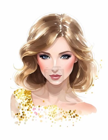 Woman face with gold glitter, fashion