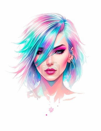 Ilustración de Una hermosa chica cyberpunk - Imagen libre de derechos