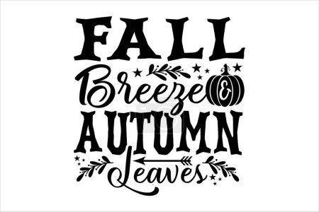 Ilustración de Fall Breeze Hojas de otoño - Diseño de letras de otoño, Diseño inspirador de otoño para camisa - Imagen libre de derechos