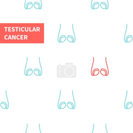 Illustration for Testicular cancer awareness poster. Testis pattern. Testicles anatomy diagram. Male reproductive system disease. Medical concept. Vector illustration. - Royalty Free Image