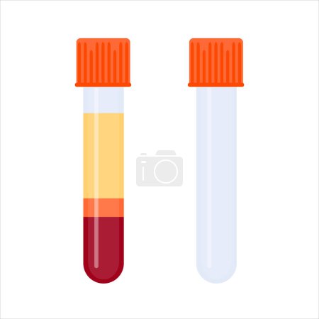 Illustration for Laboratory tube rack with PRP blood collection tubings after separation of platelets in the centrifuge. Platelet-rich plasma regenerative medicine concept. PRP vector infographics. - Royalty Free Image