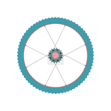 Ilustración de Rueda de bicicleta con anillo de cadena icono. Repuestos deportivos. Señal de equipo de ciclismo. Ilustración vectorial. - Imagen libre de derechos