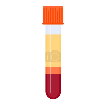 Illustration for PRP blood test tubes after separation of platelets in the centrifuge. Platelet-rich plasma regenerative medicine concept. PRP vector infographics. - Royalty Free Image