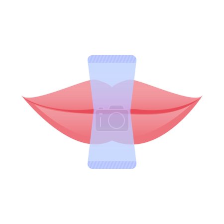 Illustration for Mouth tape for sleep apnea. Strips over lips to stop snoring and improve nose breathing. Better nasal breathing and nighttime sleeping. Vector illustration on white background. - Royalty Free Image