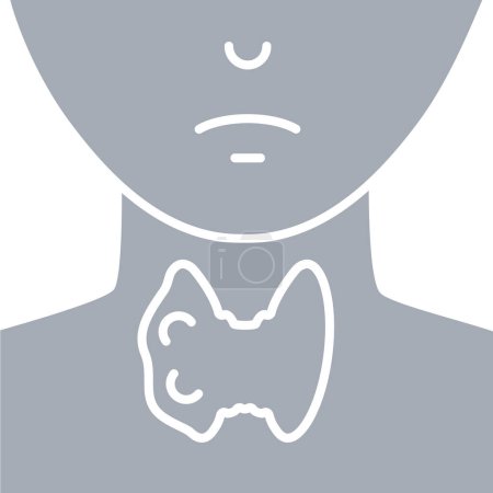 Illustration for Enlarged thyroid gland icon. Neck silhouette. Thyroid hormones function. Hyperthyroidism and hypothyroidism disease. Metabolism control. Negative space. Vector illustration. - Royalty Free Image