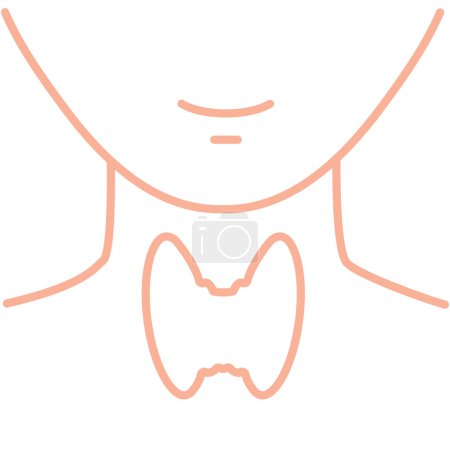 Illustration for Healthy thyroid gland organ. Outline body silhouette medical infographics. Hypothyroidism and hyperthyroidism disorders. Hormone replacement therapy. Endocrinology concept. Isolated linear vector illustration. - Royalty Free Image