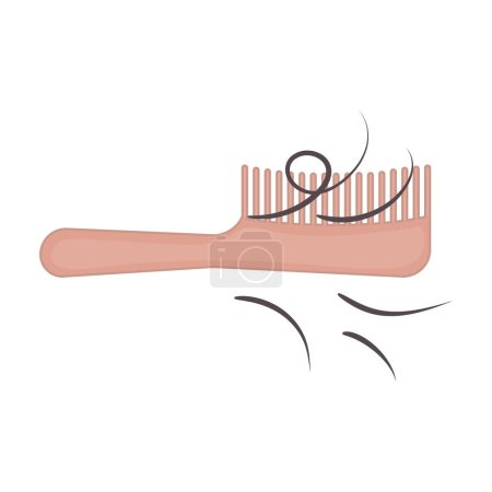 Illustration for Hair loss icon. Hairbrush with a bunch of hair. Fell out strands on a comb. Alopecia problem symbol. Grooming and haircare concept. Medical vector illustration. - Royalty Free Image