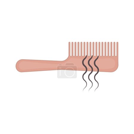 Illustration for Hair loss icon. Hairbrush with a bunch of hair. Fell out strands on a comb. Alopecia problem symbol. Grooming and haircare concept. Medical vector illustration. - Royalty Free Image
