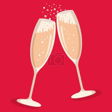 Illustration for Two glasses of champagne. drink a toast to the party. vector illustration champagne - Royalty Free Image