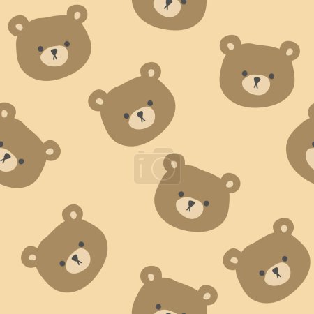 Modèle enfantin sans couture avec des visages d'ours mignons. Idéal pour le tissu, le textile, les vêtements. Illustration vectorielle