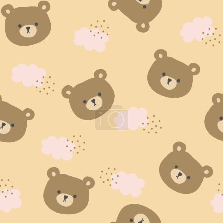 Cute bear seamless pattern. Hand drawn vector illustration with bears. Can be used for kids or baby s shirt design, fashion print design, fashion graphic, t-shirt, kids wear.