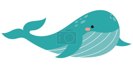 Téléchargez les illustrations : Illustration vectorielle d'un dessin animé de baleine. Belle baleine dessinée à la main. Illustration vectorielle des animaux marins. - en licence libre de droit