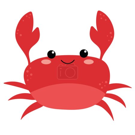 Illustration for Vector illustration of cartoon crab. Cute and beautiful hand drawn crab. Sea animal vector illustration. - Royalty Free Image