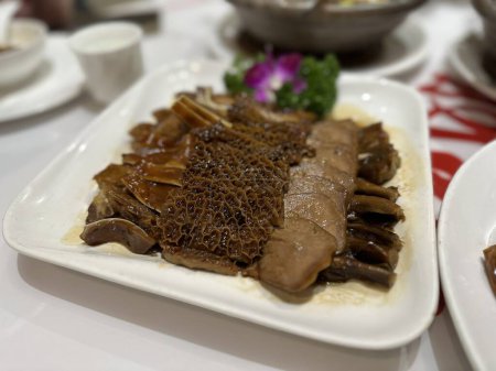 Photo for Cantonese Food Style, Marinated Meat Platter, Marinated platter (Lo Mei platter) with marinated beef tripe, pig ears, pork tongues and duck tongues, traditional Chinese cuisine food - Royalty Free Image