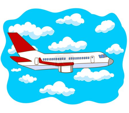 Téléchargez les illustrations : Avion de dessin animé sur le blanc - en licence libre de droit