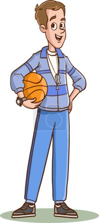 Illustration for A cartoon illustration of a basketball coach - Royalty Free Image