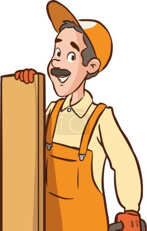 Ilustración de Hombre de dibujos animados con una caja de madera - Imagen libre de derechos