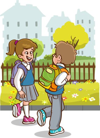 Illustration for Children going to school - Royalty Free Image