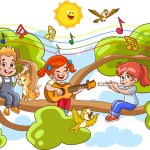 kids playing music illustration