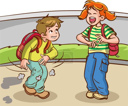 Téléchargez les illustrations : Enfants riant de son ami déchu - en licence libre de droit