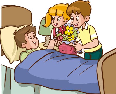 Illustration for Children visiting sick friends - Royalty Free Image