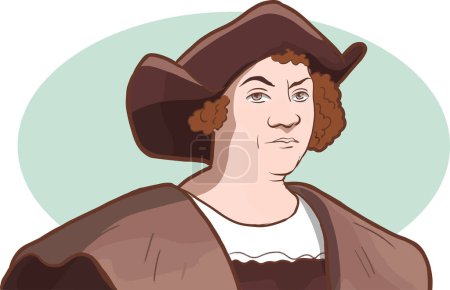 Illustration for Cartoon character of the pirate christopher columbus - Royalty Free Image