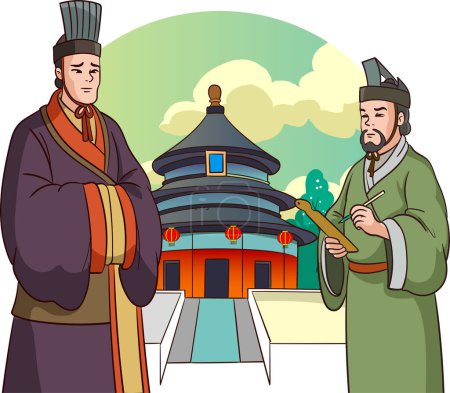 Illustration for Illustration of a traditional korean men in a traditional dress - Royalty Free Image