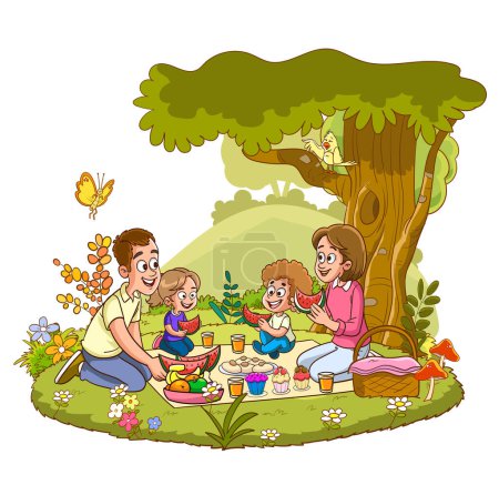 Ilustración de Familia picnic vector ilustración - Imagen libre de derechos