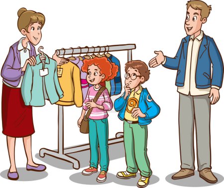 Ilustración de Compras familiares en la tienda - Imagen libre de derechos