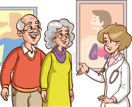 Ilustración de Doctora hablando con su paciente - Imagen libre de derechos