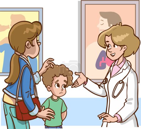 Téléchargez les illustrations : Médecin féminin parlant à sa patiente - en licence libre de droit
