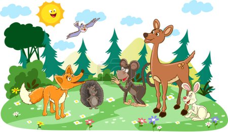 Illustration for Wild animals in the forest - Royalty Free Image