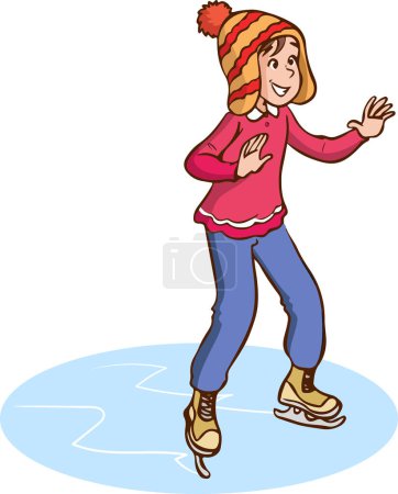 Illustration for A girl skating on ice rink - Royalty Free Image