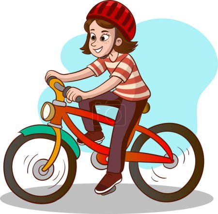 Illustration for Cute girl with bicycle on white background - Royalty Free Image
