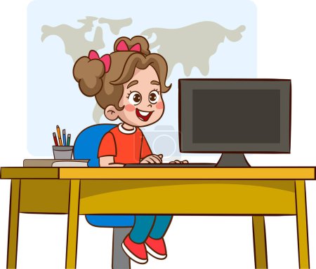 Illustration for Girl studying on computer - Royalty Free Image