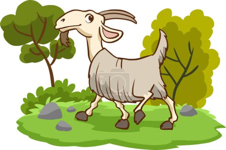 Illustration for Cute goat on the grass - Royalty Free Image