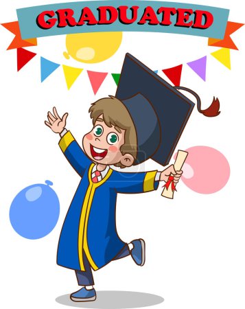 Ilustración de Chico con gorra de graduación - Imagen libre de derechos