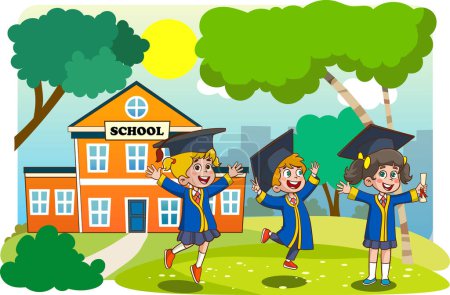 Illustration for Happy school kids in the park - Royalty Free Image