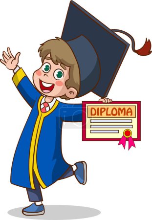 Illustration for Illustration of a graduate holding a diploma - Royalty Free Image