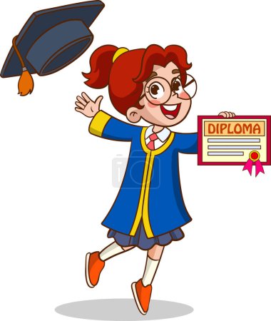 Ilustración de Personaje de dibujos animados de un graduado con diploma. - Imagen libre de derechos