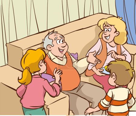 Ilustración de Familia en casa, ilustración - Imagen libre de derechos