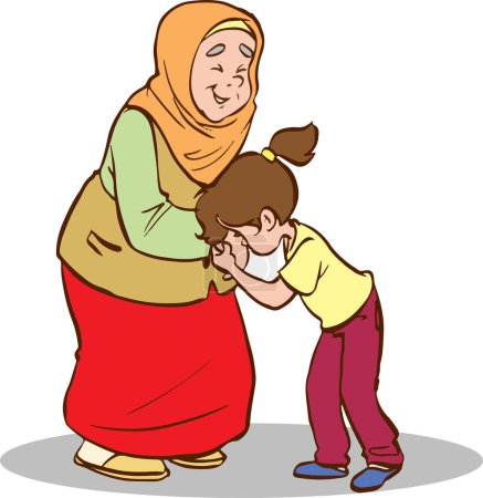 Ilustración de Abuela y nieta. ilustración vectorial - Imagen libre de derechos