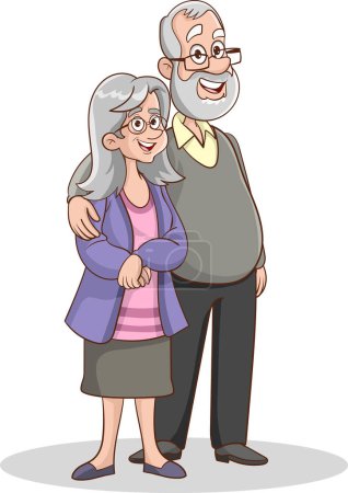Illustration for Old couple with a man in the background. - Royalty Free Image