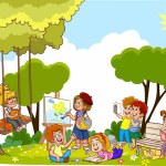 Children playing in the park illustration